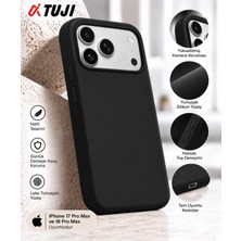 Tuji iPhone 17 Pro Max - 18 Pro Max Uyumlu 1. Kalite Silikon Kılıf – Kamera Korumalı Yumuşak Dokulu Darbe Emici Telefon Kılıfı, Siyah