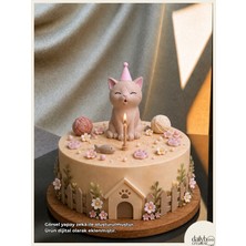 Dailyboo Creates Mum Üfleyen Kedi Pasta Süsü-Doğum Günü,parti,pasta Süsleme-Figür Oyuncak
