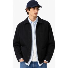 Lacoste Men's Relaxed Fit Jacket Rahat Kesim Ornanik Pamuk Kadife Düğmeli Erkek Ceket Lacivert