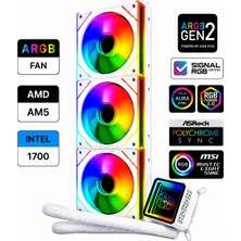 Gametech Hydra AHD360W V2 Argb Aynalı Fan 360MM Sonsuzluk Aynalı Beyaz Sıvı Soğutma