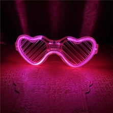 Marsilyan Pembe LED Işıklı Kalp Gözlük – 3 Modlu Parti & Glow Gözlüğü