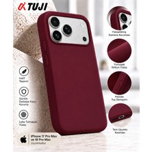Tuji iPhone 17 Pro Max - 18 Pro Max Uyumlu 1. Kalite Silikon Kılıf – Kamera Korumalı Yumuşak Dokulu Darbe Emici Telefon Kılıfı, Koyu Vişne