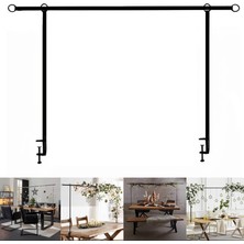 Odea Ayarlanabilir Masa Çubuğu, Siyah Metal Asma Raf Sistemi, 250CM x 120CM, Süsleme ve Organizasyon Için Masa Kemeri, Montaj Aksesuarları Dahil