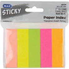Odea Mas 3661 12X45 mm 5 Renk 25 Yaprak Yapışkanlı Plastik Ayraç