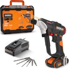 Odea Worx WX177 20VOLT/2.0AH Li-Ion Döner Kafa ve Çift Mandrenli Profesyonel Kömürsüz Şarjlı Matkap + 6 Parça Uç