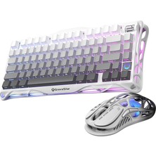 Odea Gravastar Mercury K1+M1 Pro Kablosuz Rgb Işıklı Mekanik Q Gaming Klavye ve Optik Mouse Seti (Beyaz)