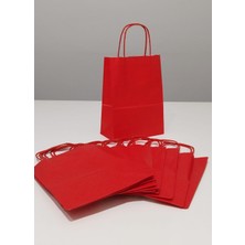 Aybaş Kağıtçılık 1. Kalite 15X8X20 Cm(10 Adet) Kırmızı Kağıt Çanta, Hediye Poşeti, Kına, Düğün, Doğum Günü Çantası