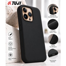 Tuji iPhone 16 Pro Max Uyumlu 1. Kalite Silikon Kılıf Kamera Korumalı Yumuşak Lansman Kılıf Darbe Emici Ince Telefon Kılıfı Kapak, Siyah