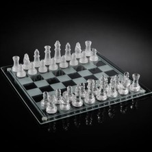 Odea Şeffaf ve Buzlu Cam Taşlı Satranç Takımı, 25X25CM