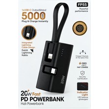 Mo Dou 5000 Mah 20W Pd Hızlı Şarj Powerbank Dahili Type-C ve Lightning Kablolu Mini Taşınabilir Şarj Cihazı