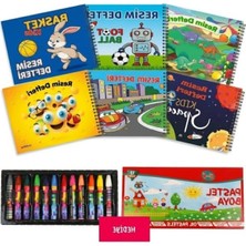 Odea Küçük Boy 20 Yapraklı 6 Adet Defter, Karışık Figürlü Pastel Boya Hediyeli