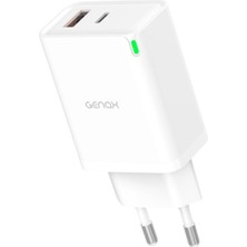 Odea Genax Samsung S25+/S24+/S23+/S25 Fe/tab S9+ ile Uyumlu 45W Pd Şarj Adaptörü, Usb-C ve Usb-A, Beyaz