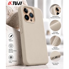 Tuji iPhone 16 Pro Max Uyumlu 1. Kalite Silikon Kılıf Kamera Korumalı Yumuşak Lansman Kılıf Darbe Emici Ince Telefon Kılıfı Kapak, Krem