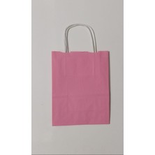 Aybaş Kağıtçılık 15X8X20 cm ( 10 Adet) Pembe Kağıt Çanta, Hediye Poşeti, Kına, Düğün, Nişan, Doğum Günü Çantası