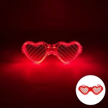 Marsilyan Kırmızı LED Işıklı Kalp Gözlük – 3 Modlu Parti & Glow Gözlüğü