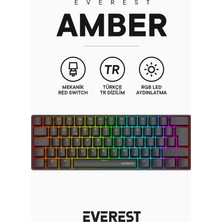 Odea Everest Amber Type-C Bağlantılı Rgb Ledli Mekanik Gaming Oyuncu Klavye Q Red Switch