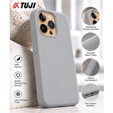 Tuji iPhone 16 Pro Max Uyumlu 1. Kalite Silikon Kılıf Kamera Korumalı Yumuşak Lansman Kılıf Darbe Emici Ince Telefon Kılıfı Kapak, Gri