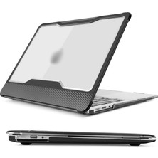 Odea Mcstorey MacBook Air A1932 Uyumlu 13 Inç Outdoor Karbon Fiber Sert Kapak Darbe Emici Şeffaf Koruma Siyah