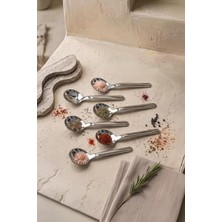 Odea Kitchen Life 6'lı Paslanmaz Çelik Baharat Kaşığı,kahve ve Şeker Kaşığı 8 Cm,gümüş