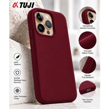 Tuji iPhone 16 Pro Max Uyumlu 1. Kalite Silikon Kılıf Kamera Korumalı Yumuşak Lansman Kılıf Darbe Emici Ince Telefon Kılıfı Kapak, Bordo