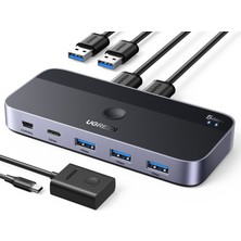 Odea Ugreen USB Anahtarı 2pc 3.0 Switcher C 2'si 4 Çıkışlı, Masaüstü Denetleyicisi Kvm 2 A'dan A'ya Kablolu Alüminyum Muhafaza