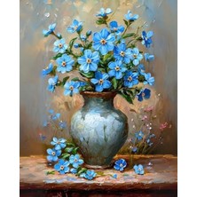 Odea 40X50 cm Sayılarla Boyama Numaralı Tuval Seti, Mavi Çiçek Vazo