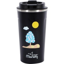 Odea Any Morning 510 ml Paslanmaz Çelik Termos Mug, 10 Saat Sıcak, 24 Saat Soğuk, Siyah SK22016