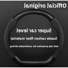 Odea 38 cm Karbon Fiber Görünümlü Süet Direksiyon Kılıfı, Kaymaz Özellik