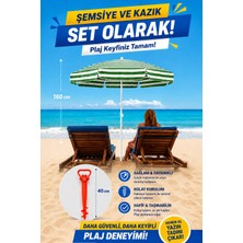 ☀️🏖️ Exent 160 cm Eğilebilir Plaj Şemsiyesi + Ayarlanabilir Şemsiye Kazığı Seti-Yeşil