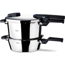 Fissler Bluepoint Düdüklü Tencere Set 6 Lt + 2,5 Lt Paslanmaz Çelik Malzeme ile Siyah Renk