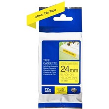 Brother P-Touch TZE-S651 Muadil Sarı Üzerine Siyah Güçlü Yapışkanlı Etiket 24MM x 8m