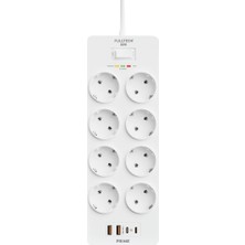 Bontec Termal Akım Korumalı, 8'li Priz Soketi, Isıya Dayanıklı Yapı, 8x Priz, 2x Usb, 2x Type-C Girişi, 20W Hızlı Şarj, Çocuk Korumalı Çoğaltıcı, 2 Metre Uzatma Kablosu (230V/16A/1050J)