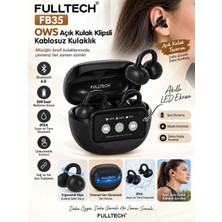 Azurtech Fulltech FB35 Ows Açık Kulak Klipsli Bluetooth Kulaklık Akıllı LED Ekran 300 Saat Bekleme