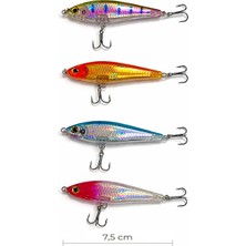 Exent, 4 Adet 8 Gr. 7,5 cm 6 Kancalı Suni Balık Yemi, Rapala-Gerçek Görünümlü Suni Yem