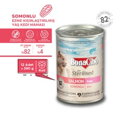Bonacibo Ezme Somonlu Kısırlaştırılmış Yetişkin Kedi Maması 390 G x 12 Adet