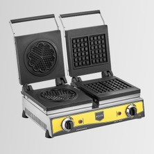 Remta W20 Sanayi Tipi Döküm Çiftli Kare + Çiçek Model (16 Çap) Waffle Makinası Elektrikli