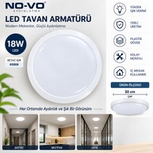 No-Vo 18W Slim LED Glob Tavan Armatürü 30 cm Beyaz Kasa 6500K Beyaz Işık