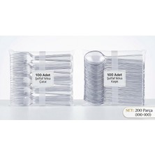100 Adet Plastik Yemek Kaşık + 100 Adet Plastik Büyük Çatal Seti - Dayanıklı Kullan At Piknik ve Parti Seti (200 Parça Mega Paket)