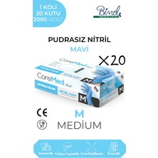 Coremed Nitril Mavi Pudrasız Muayene Eldiveni M - 1 Koli 20 Paket 100 Lü