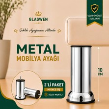 2 Adet Metal Destek Ayağı 10 cm Krom Mobilya Kanepe Baza Koltuk Ünite Ayakları Metrik 8 Civatalı Ince Diş