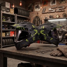 LS2 Pioneer 2 Crazy Kapalı Motosiklet Kaskı Kpa Kabuk Güneş Vizörlü Ece 22.06 - Alc Motosiklet