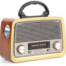 All Avcill 301 Şarjlı Nostaljik Görünümlü Radyo Bluetoothlu Mp3 Çalar Radyo Fener Özellikli Müzik Kutusu