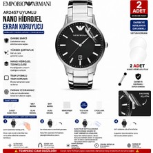 Astakos Emporio Armani AR2457 Uyumlu 2 Adet Şeffaf Nano Hidrojel Darbe Emici Kırılmaz Cam Koruyucu Tpu Film