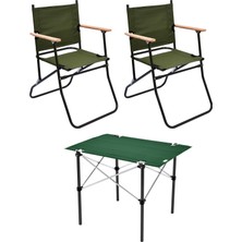 Exent 2 Adet 120 Kg kapasiteli Katlanır Kamp Sandalyesi ve 50x70 Kamp Masası Seti-2-AS-5070-Y