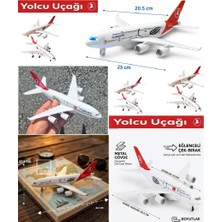 Oyuncak Sahili A380 Işıklı Sesli Uçak Havayolları 4 Motorlu Metal Model Yolcu Uçağı Koleksyon Çekbırak Işık Ses Efektli 22X20CM