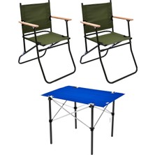 Exent 2 Adet 120 Kg kapasiteli Katlanır Kamp Sandalyesi ve 50x70 Kamp Masası Seti-2-AS-5070-M
