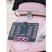 Yalıgraf A Pixel Pembe Kalp Motor Plakalık - Pink Pixel Motosiklet Plakalık