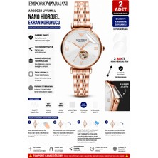 Astakos Emporio Armani AR60023 Uyumlu 2 Adet Şeffaf Nano Hidrojel Darbe Emici Kırılmaz Cam Koruyucu 34MM