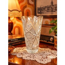 Hureggo Vintage El Kesme Kristal Vazo - 24 cm Ağır ve Büyük Boy