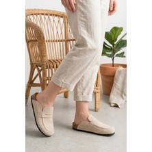 SBronze Bej Unisex Loafer Ayakkabı Mantar Tabana Terlik